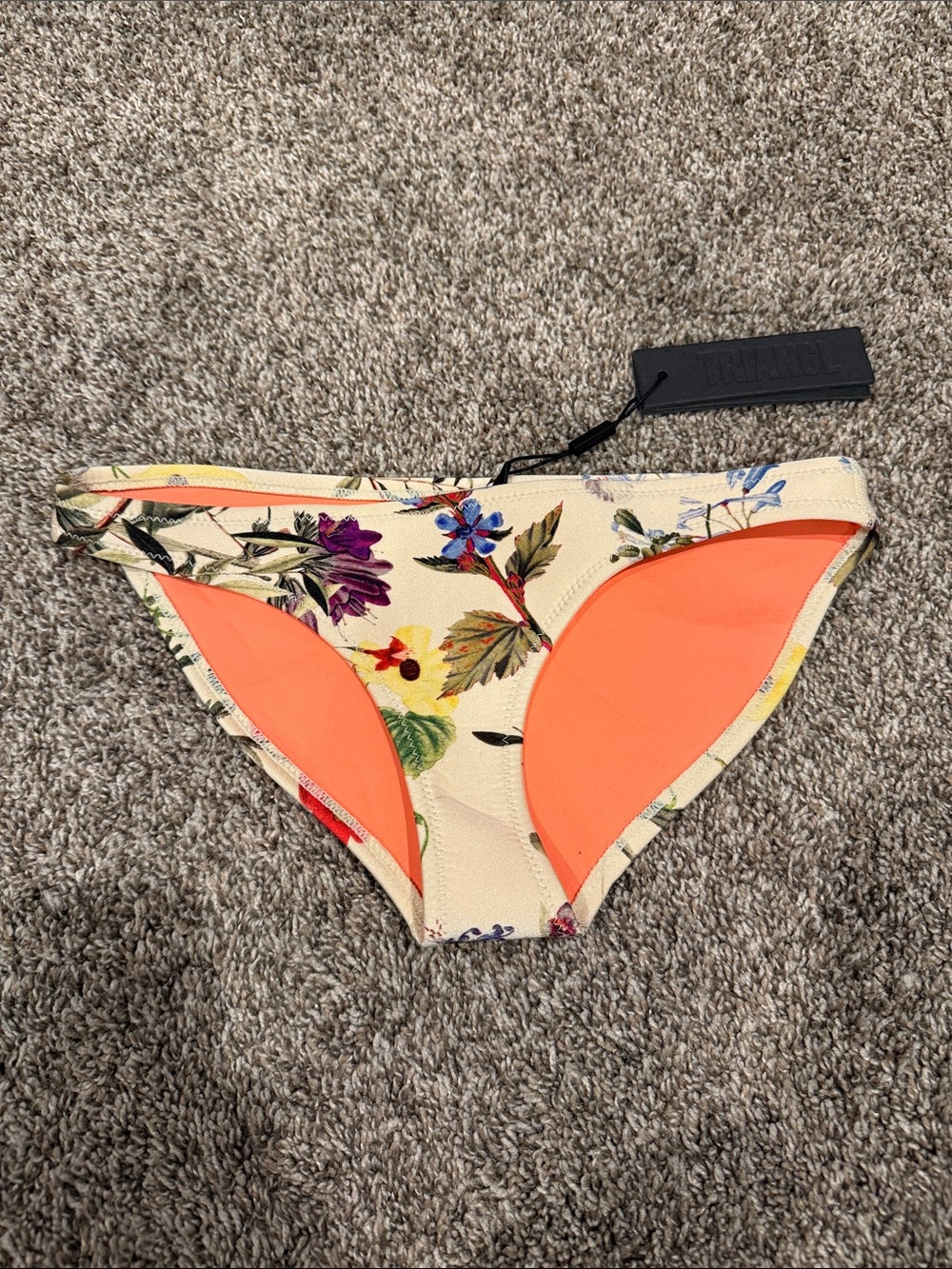 triangl swimwear Floral Cream & Orange Bikini Bottom